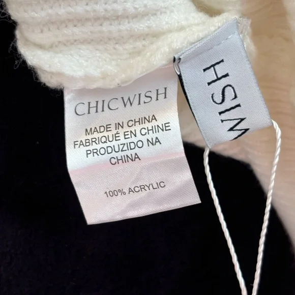 NWT Chicwish Heart And Soul Patched Knit Sweater in White - L/XL